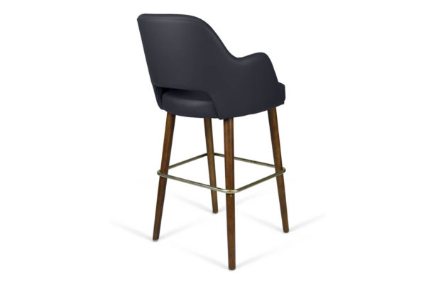 High Back Barstool with Wooden Legs